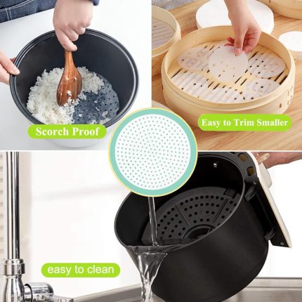 Multipurpose Silicone Liner for Steamer, Air Fryer, Pressure Cooker: Upgraded Reusable Air Fryer Liners, Silicone Baking Mat Steamer Liner, AirFryer Accessory Parchment Paper Replacement 6"-12"