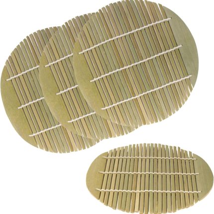 Green Bamboo Steamer liners Kitchen Mat Rack Steamer Pad Inserts, 6.5 Inch Dia, 4 Pieces